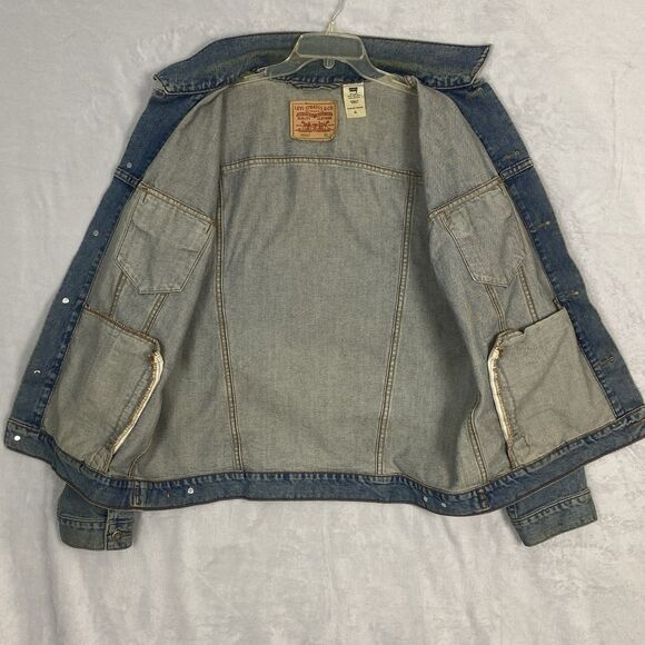 Levi's Standard Trucker Jacket Mens XL Blue Denim 70507 Distressed Classic - Picture 2 of 8